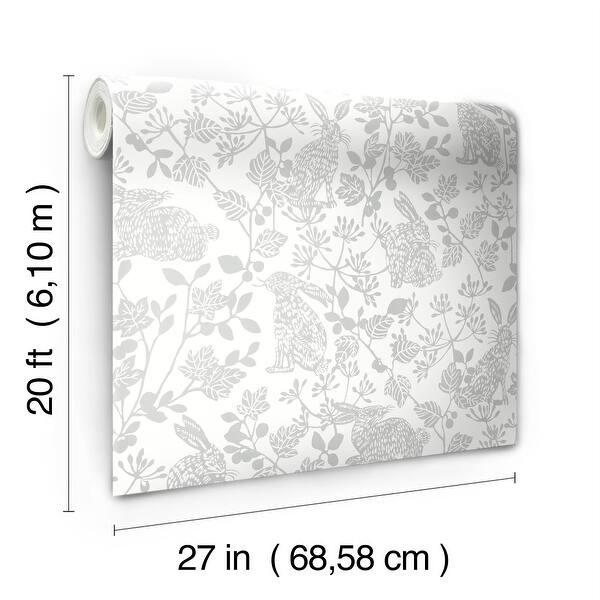 Lichfield 20' L x 27" W Bunnies Peel and Stick Wallpaper Bed Bath